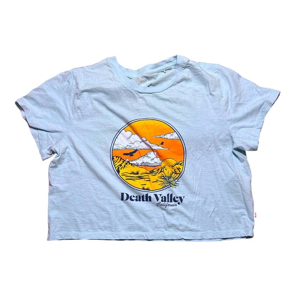 Levi’s Cropped Death Valley Graphic Tee size large sky blue - Picture 2 of 7
